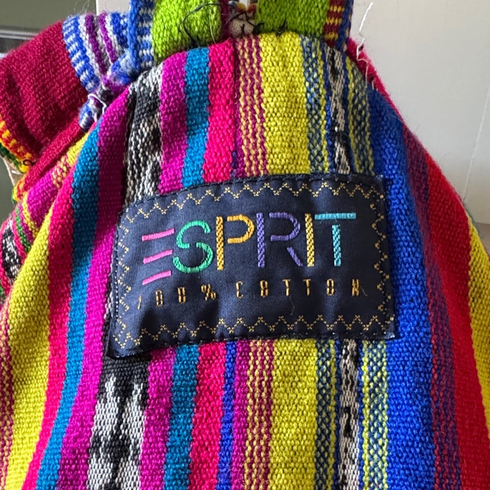 Esprit Striped Woven Backpack in Pink, Blue, Green, Yellow